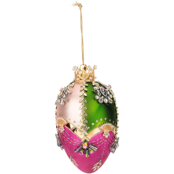 Mark Roberts Spring Faberge Jewel Egg Magenta Green Pink Finial